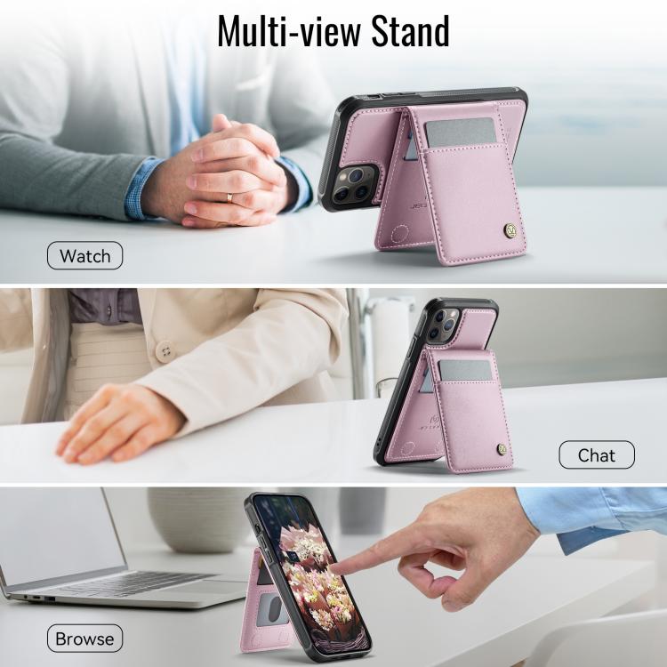 Estuche para Teléfono Pu Jeehood J06 Tarjetero Rfid Magsafe Estilo Británico para iPhone 11 Pro (Rosa)