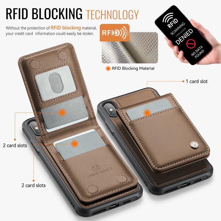 Estuche para Teléfono Jeehood J06 con Tarjetero Rfid Magsafe para iPhone X/Xs (Marrón)