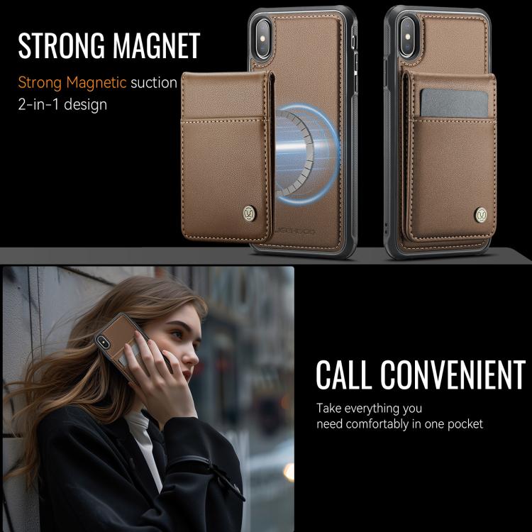 Estuche para Teléfono Jeehood J06 con Tarjetero Rfid Magsafe para iPhone X/Xs (Marrón)