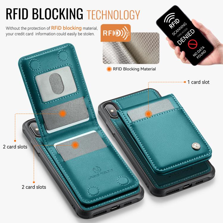 Estuche para Teléfono Jeehood J06 con Tarjetero Rfid Magsafe para iPhone X/Xs (Verde)