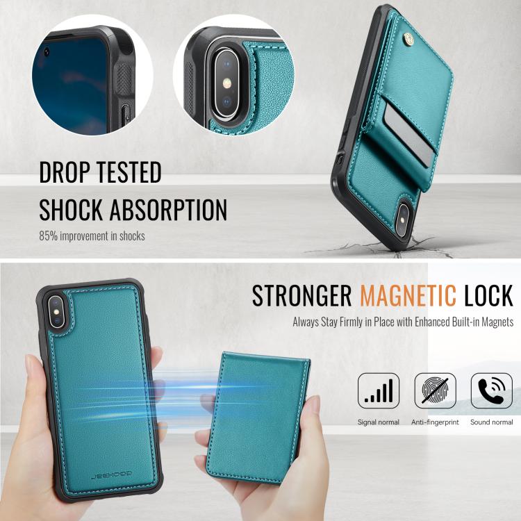 Estuche para Teléfono Jeehood J06 con Tarjetero Rfid Magsafe para iPhone X/Xs (Verde)