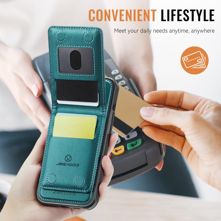 Estuche para Teléfono Jeehood J06 con Tarjetero Rfid Magsafe para iPhone X/Xs (Verde)