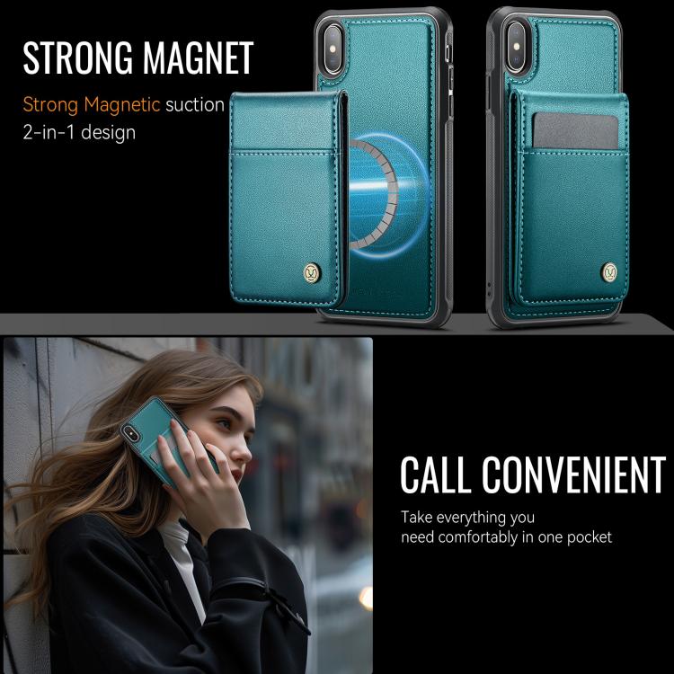 Estuche para Teléfono Jeehood J06 con Tarjetero Rfid Magsafe para iPhone X/Xs (Verde)
