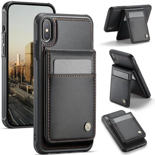 Estuche para Teléfono Jeehood J06 Pu con Tarjetero Rfid Magsafe iPhone X/Xs (Negro)