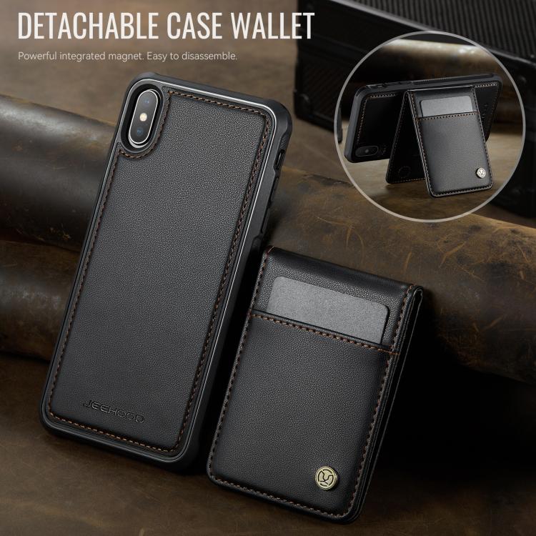 Estuche para Teléfono Jeehood J06 Pu con Tarjetero Rfid Magsafe iPhone X/Xs (Negro)