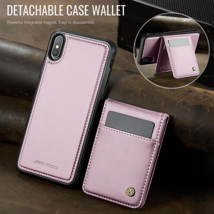 Estuche para teléfono Jeehood J06 con tarjetero RFID Magsafe para iPhone X/Xs (Rosa)