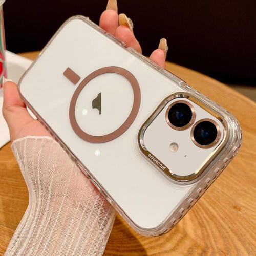 Funda Transparente Magsafe para iPhone 11 con Película para Lente (Oro Titanio)