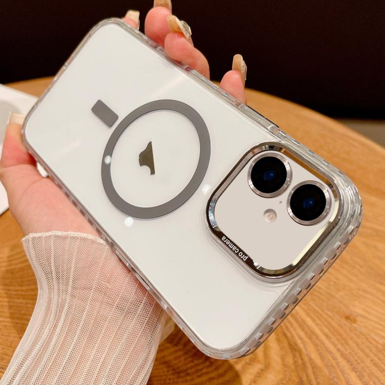 Funda Transparente Magsafe para iPhone 16 con Película para Lente (Gris)