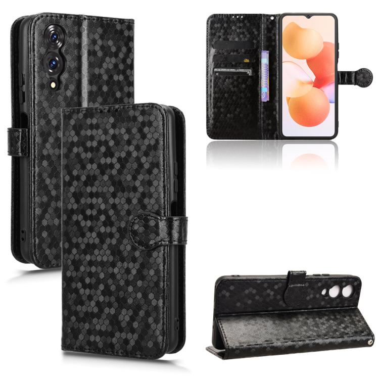Funda de Cuero con Textura de Puntos Panal para Cubot A10 (Negra)