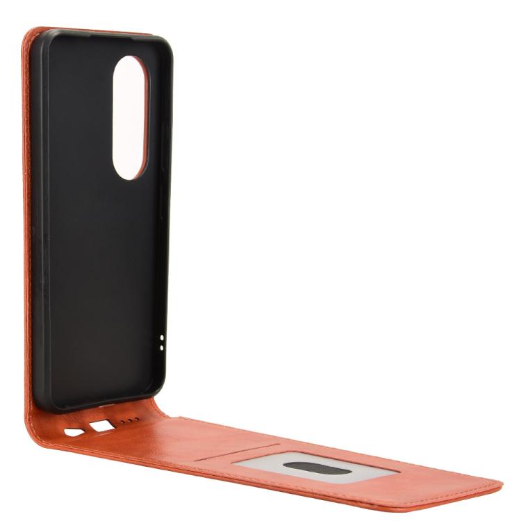 Funda de Cuero con Tapa Vertical Magnética para Teléfono Itel S25 (Marrón)