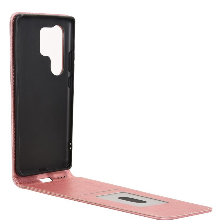 Funda de Cuero con Tapa Magnética Vertical para Itel S25 Ultra (Oro Rosa)