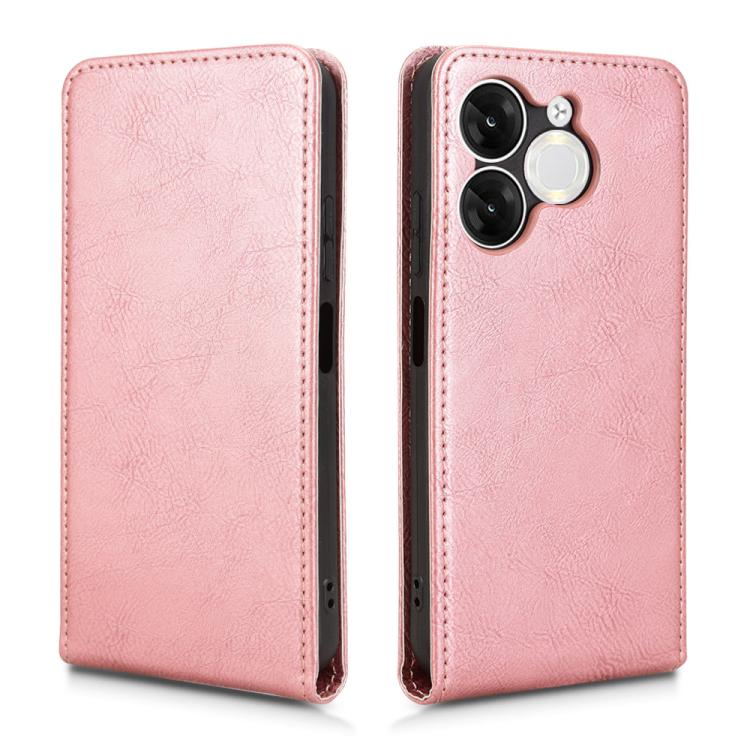 Funda de Cuero con Tapa Vertical Magnética para Teléfono Itel A80 4G (Oro Rosa)