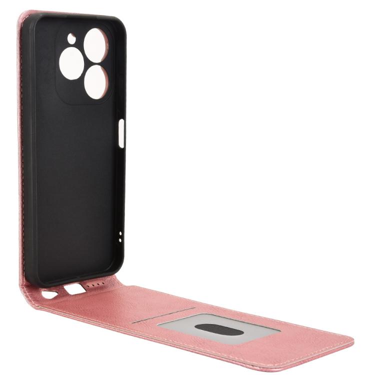 Funda de Cuero con Tapa Vertical Magnética para Teléfono Itel A80 4G (Oro Rosa)