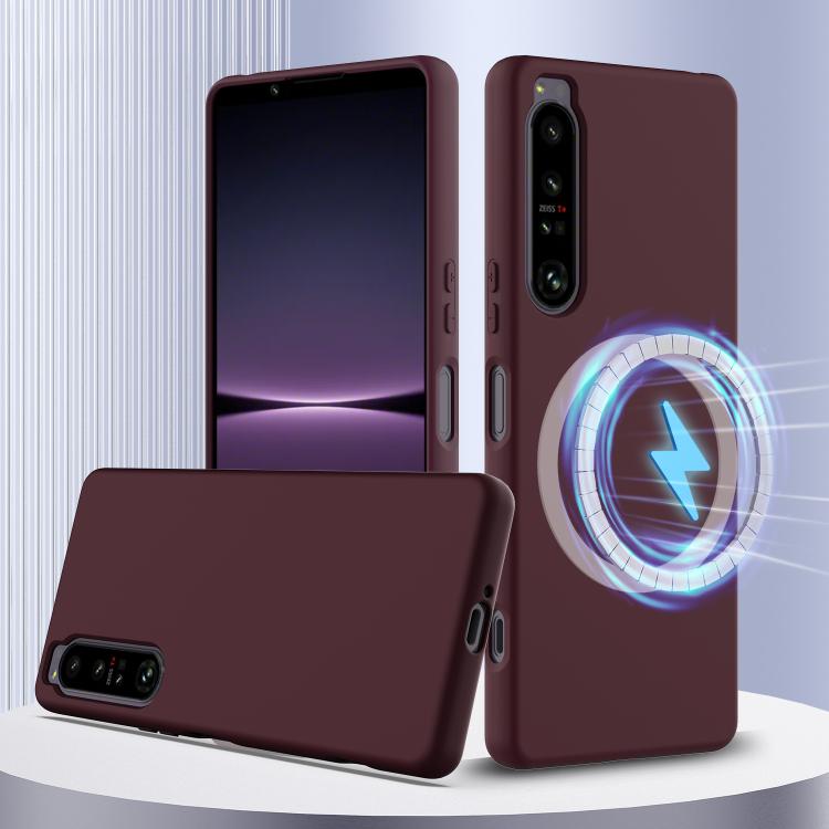 Funda de Silicona a Prueba de Golpes Magsafe para Sony Xperia 1 IV (Ciruela)
