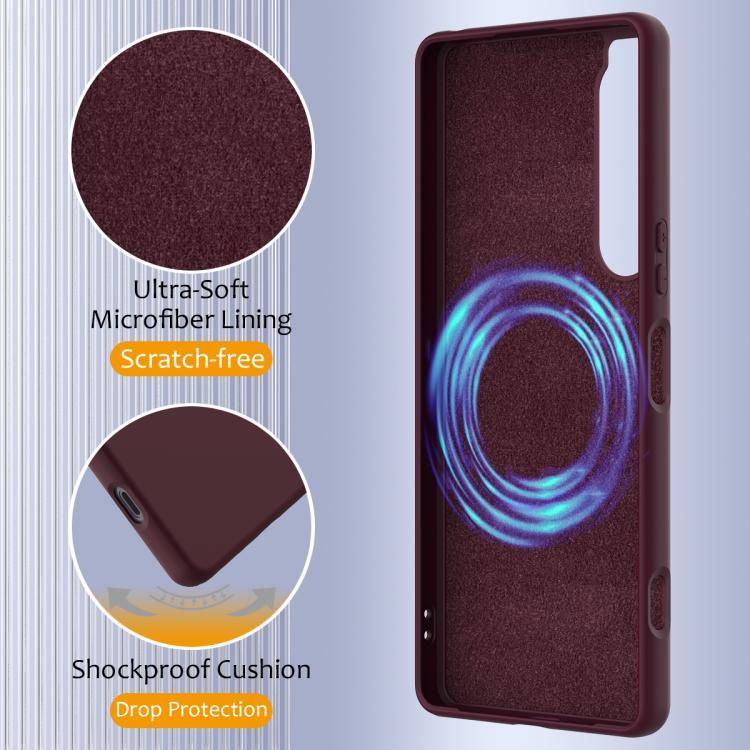 Funda de Silicona a Prueba de Golpes Magsafe para Sony Xperia 1 IV (Ciruela)
