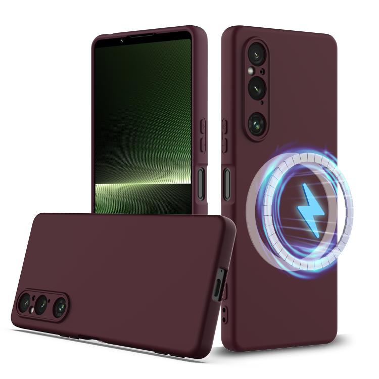 Funda Silicona Magsafe Sony Xperia 1 V a Prueba de Golpes (Ciruela)
