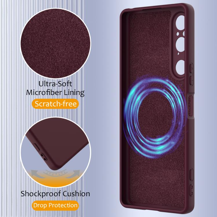 Funda Silicona Magsafe Sony Xperia 1 V a Prueba de Golpes (Ciruela)