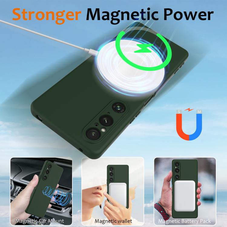 Funda de Silicona Magsafe para Sony Xperia 1 V a Prueba de Golpes (Verde Oscuro)