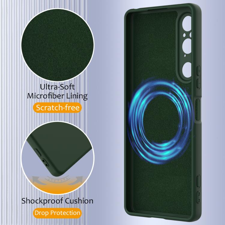 Funda de Silicona Magsafe para Sony Xperia 1 V a Prueba de Golpes (Verde Oscuro)