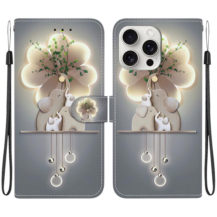 Funda de Cuero iPhone 16 Pro Dibujo Colores Textura Cristal (Tres Ciervos)