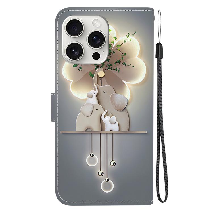 Funda de Cuero iPhone 16 Pro Dibujo Colores Textura Cristal (Tres Ciervos)