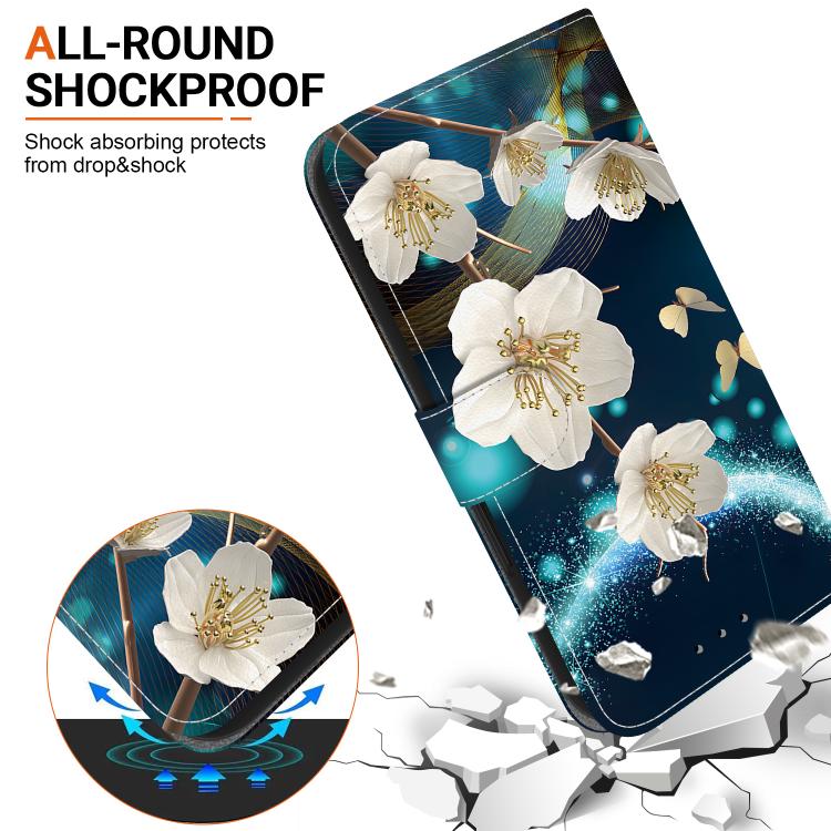 Funda de Cuero iPhone 15 Pro Max Dibujo Colores Textura Cristal (Magnolia)