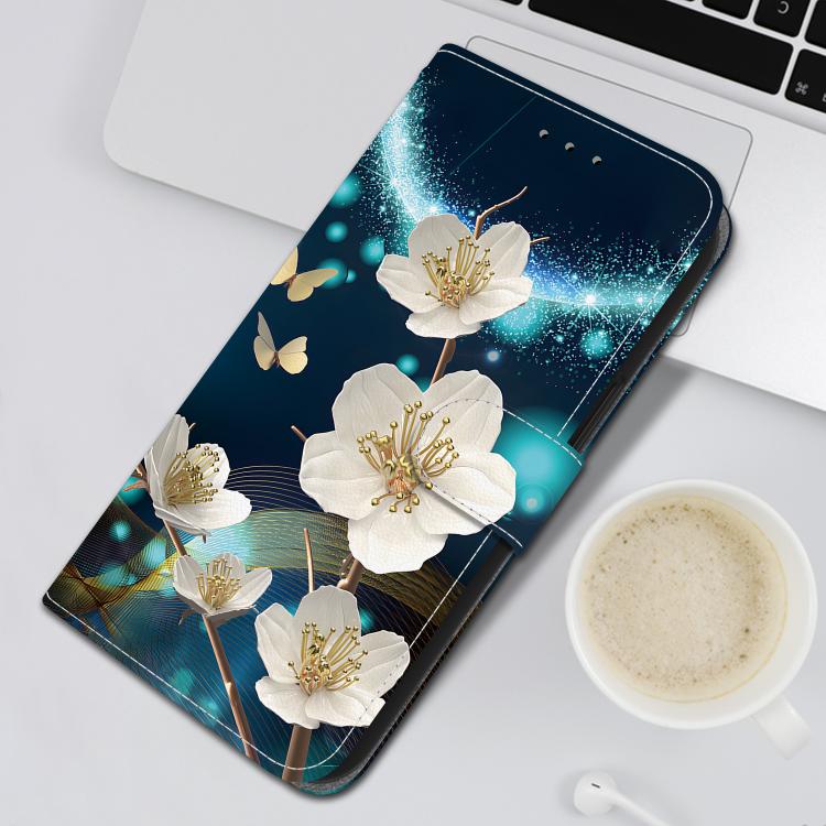 Funda de Cuero iPhone 15 Pro Max Dibujo Colores Textura Cristal (Magnolia)