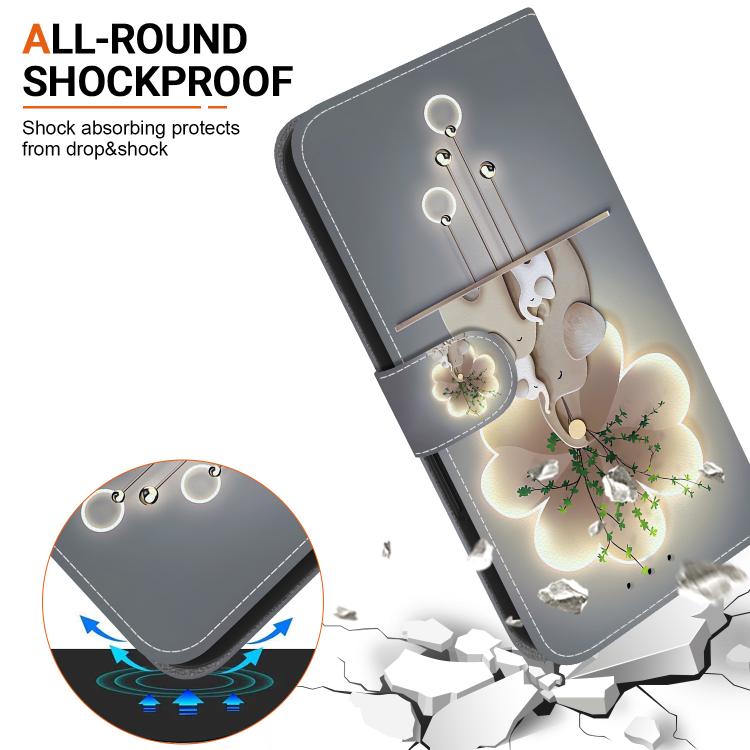 Funda de Cuero iPhone 15 Pro Max Dibujo Colores Textura Cristal (Tres Ciervos)
