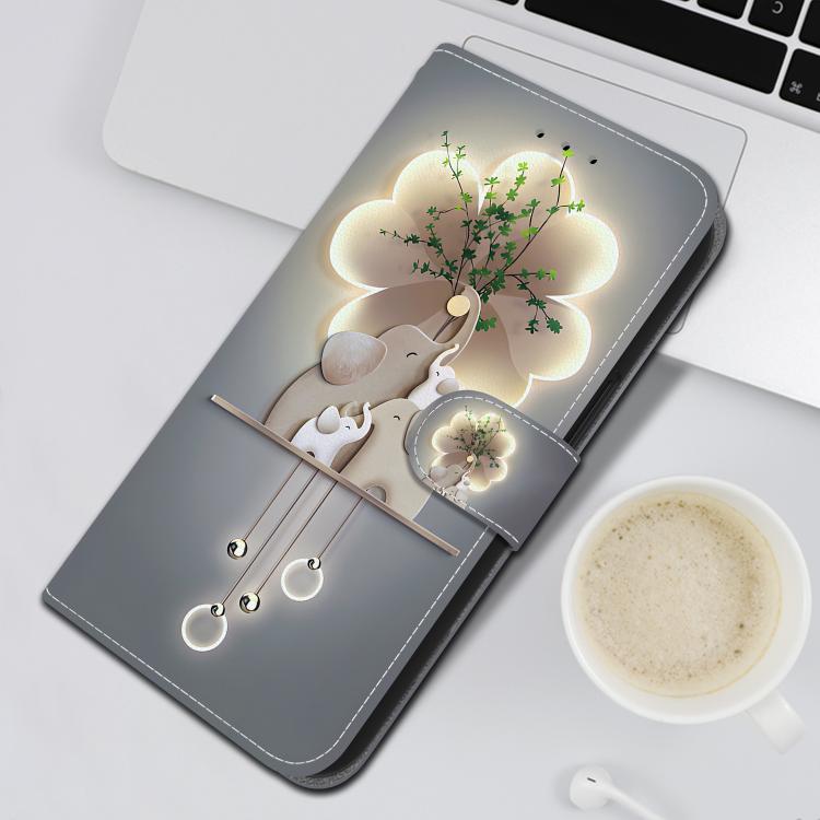 Funda de Cuero iPhone 15 Pro Max Dibujo Colores Textura Cristal (Tres Ciervos)