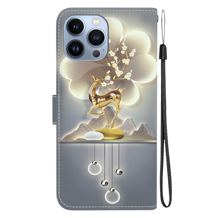 Funda de Cuero para iPhone 12 Pro Max con Dibujo de Colores y Textura de Cristal (Ciervo Sika)