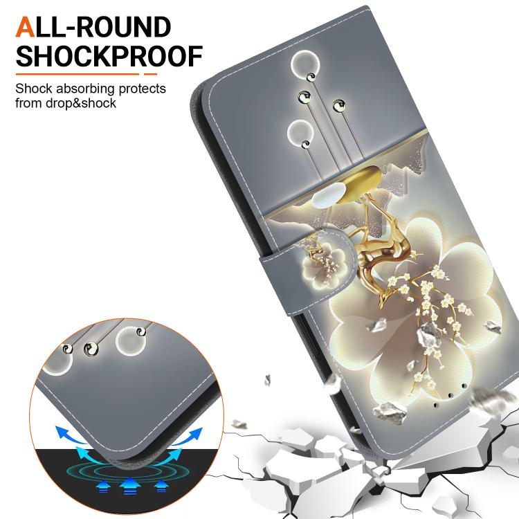 Funda de Cuero para iPhone 12 Pro Max con Dibujo de Colores y Textura de Cristal (Ciervo Sika)