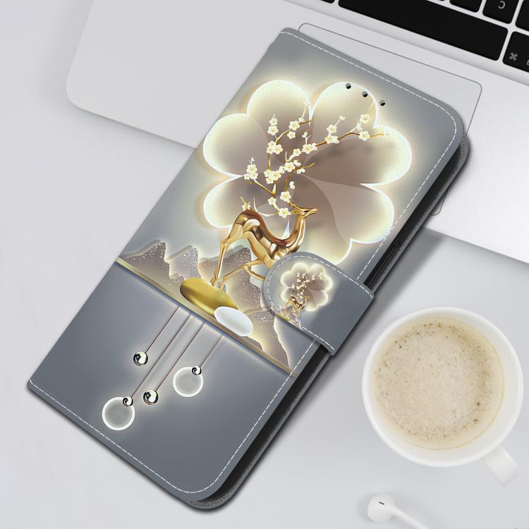 Funda de Cuero para iPhone 12 Pro Max con Dibujo de Colores y Textura de Cristal (Ciervo Sika)