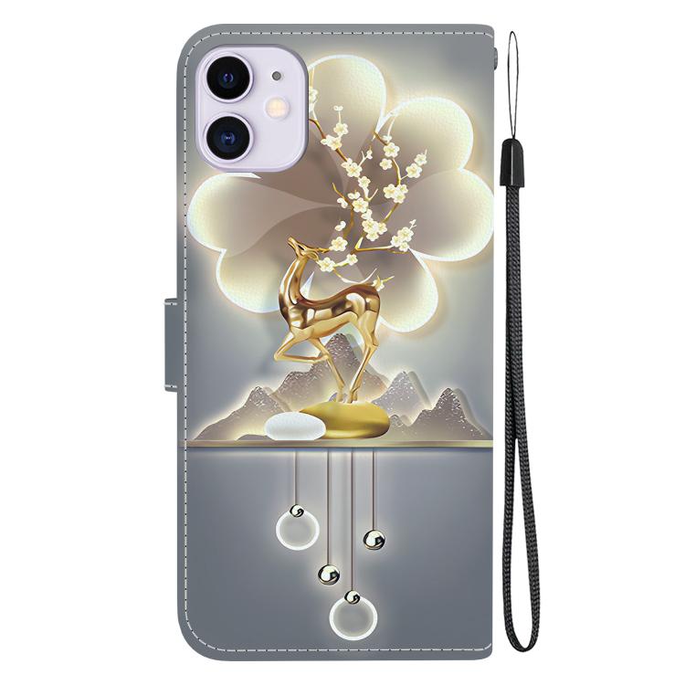 Funda de Cuero para iPhone 11 con Dibujo de Colores y Textura de Cristal (Ciervo Sika)
