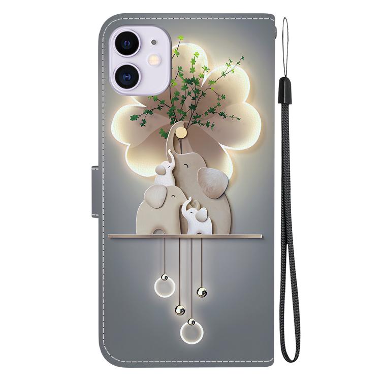 Funda de Cuero para iPhone 11 con Dibujo de Colores y Textura de Cristal (Tres Ciervos)