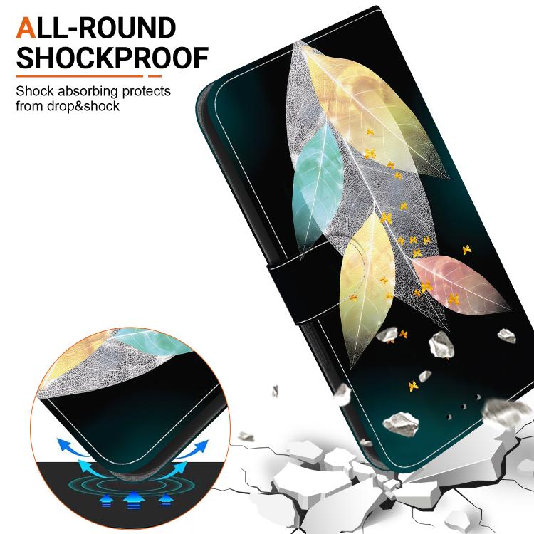Funda de Cuero iPhone 16E Dibujo Colores Textura Cristal (Hojas de Colores)