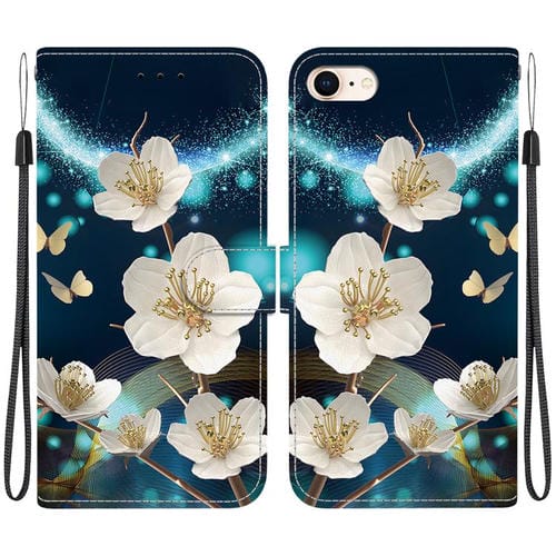 Funda de Cuero para iPhone 7/8/Se 2022 con Dibujo de Colores y Textura de Cristal (Magnolia)