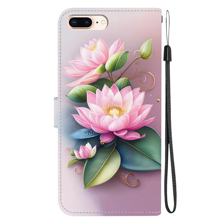 Funda de Cuero para iPhone 7 Plus/8 Plus Lotus con Dibujo de Colores y Textura de Cristal