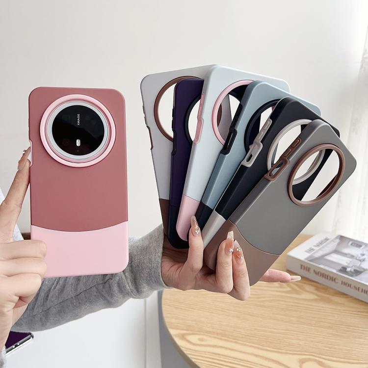 Funda híbrida TPU y PC para Huawei Mate 70 Pro+ 2 en 1 con contraste de color (Negro y Gris)