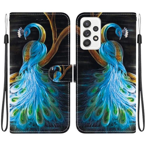 Funda Cuero Samsung Galaxy A33 5G Dibujo Colores Textura Cristal (Pavo Real)