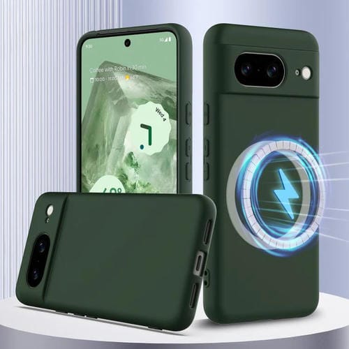 Funda de Silicona a Prueba de Golpes Magsafe para Google Pixel 8 (Verde Oscuro)