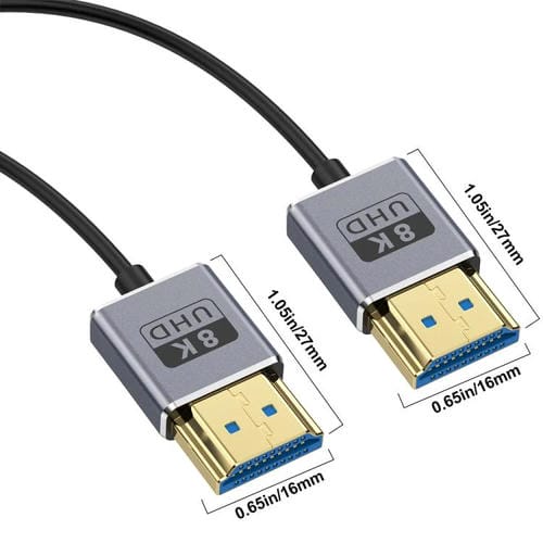 Cable HDMI 2.1 Coaxial en Espiral 0,7 m 8K 48 Gbps Puerto Recto a Recto