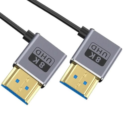 Cable HDMI 2.1 Coaxial en Espiral 0,7 m 8K 48 Gbps Puerto Codo Derecho a Derecho