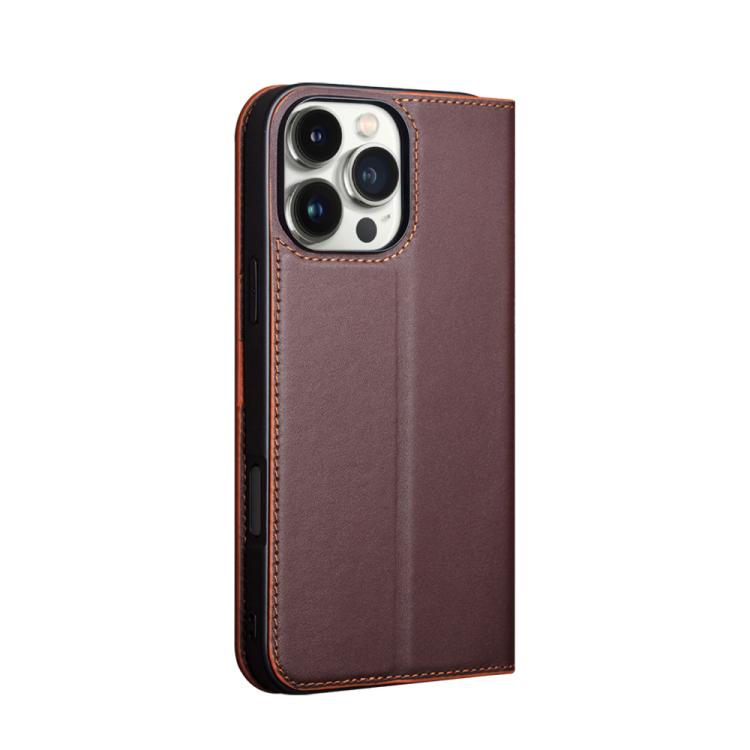 Funda de Cuero Genuino para iPhone 16 Pro Qialino Classic Gen2 (Marrón)