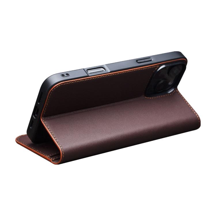 Funda de Cuero Genuino para iPhone 16 Pro Qialino Classic Gen2 (Marrón)