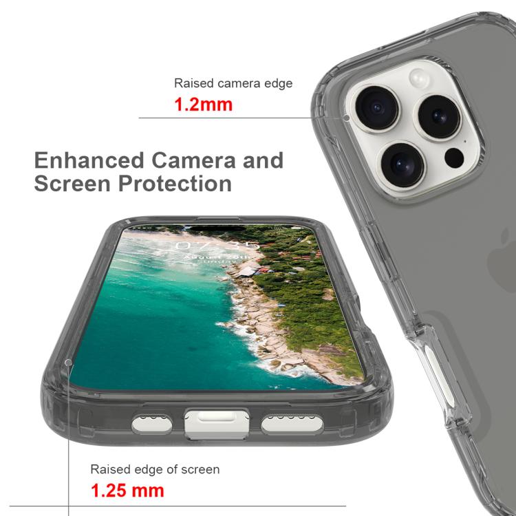 Funda de teléfono PC + TPU iPhone 16 Pro a prueba de golpes (Negro)