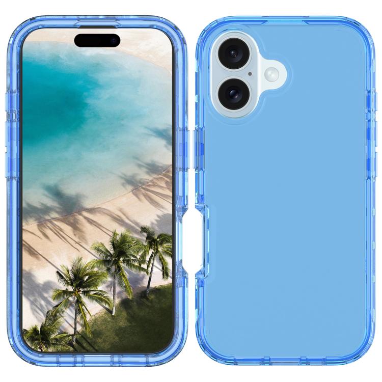 Funda de Teléfono PC + TPU Transparente Degradado a Prueba de Golpes para iPhone 16 (Azul)