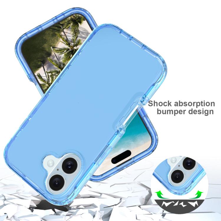 Funda de Teléfono PC + TPU Transparente Degradado a Prueba de Golpes para iPhone 16 (Azul)