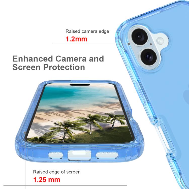 Funda de Teléfono PC + TPU Transparente Degradado a Prueba de Golpes para iPhone 16 (Azul)