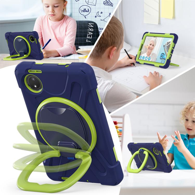 Funda Híbrida de Silicona para Tableta Xiaomi Redmi Pad Se 8.7 con Soporte y Correa para El Hombro (Azul Marino Lima)
