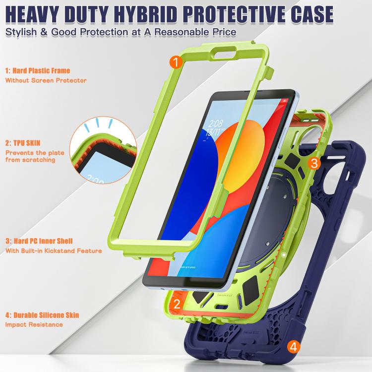 Funda Híbrida de Silicona para Tableta Xiaomi Redmi Pad Se 8.7 con Soporte y Correa para El Hombro (Azul Marino Lima)